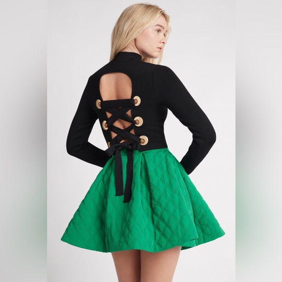 AJE Promise Quilted Mini Skirt Emerald Green - Picture 5 of 8